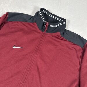 Vintage Y2k Nike Team Full Zip Embroidered Track Jacket Maroon Medium Tech